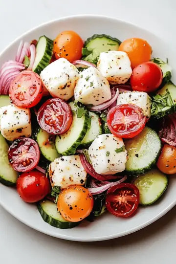 Fresh Cucumber Caprese Salad