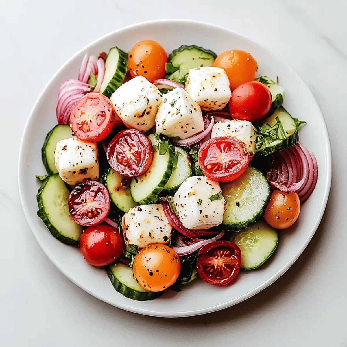 Fresh Cucumber Caprese Salad