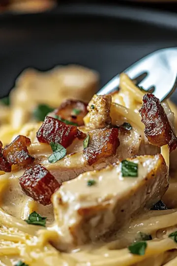 Creamy Carbonara with Crispy Chicken & Bacon