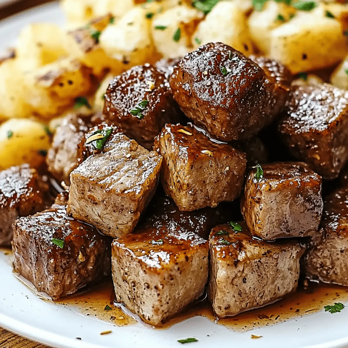 Garlic Butter Steak Bites and Potatoes