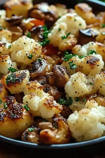 Garlic Cauliflower Mushroom Skillet