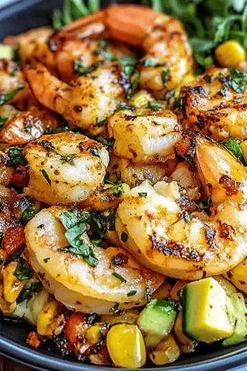 Avocado Corn Salad With Grilled Shrimp