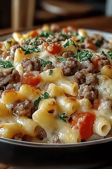 Loaded Cheeseburger Alfredo Pasta