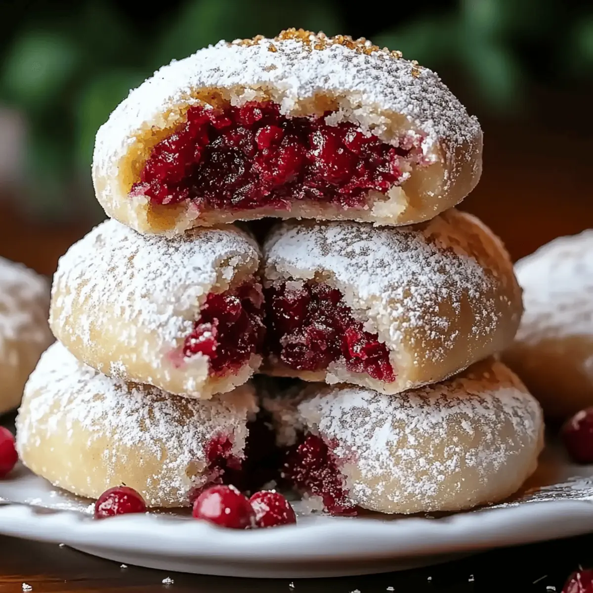 Raspberry Filled Almond Snowball Cookies