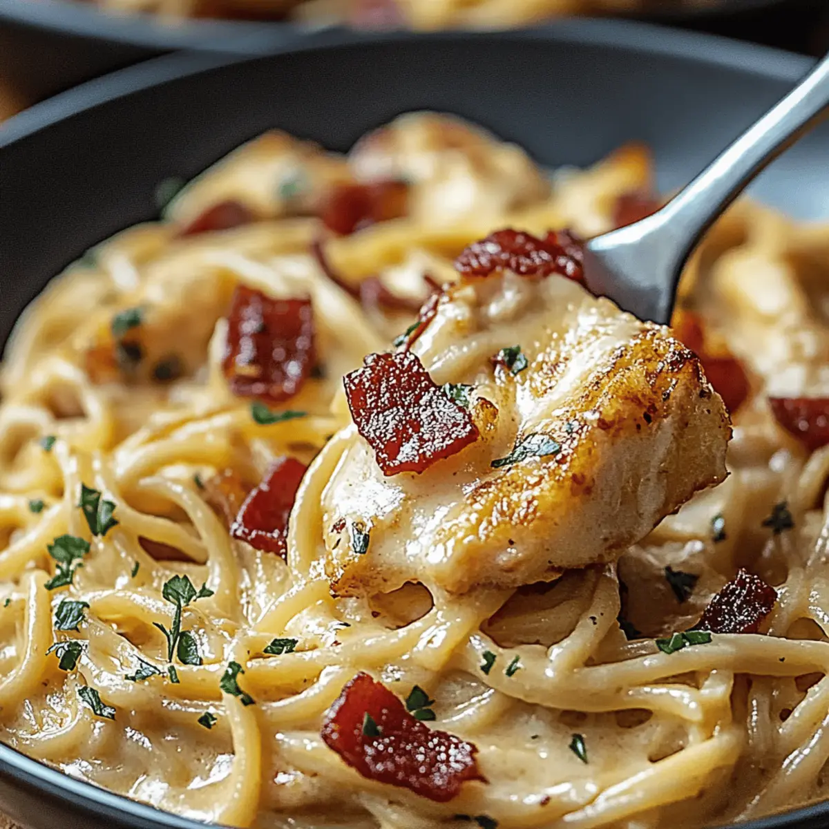 Creamy Carbonara with Crispy Chicken & Bacon