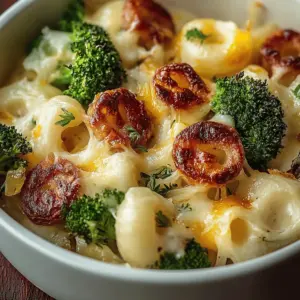 Cheesy Broccoli, Sausage and Cauliflower Casserole