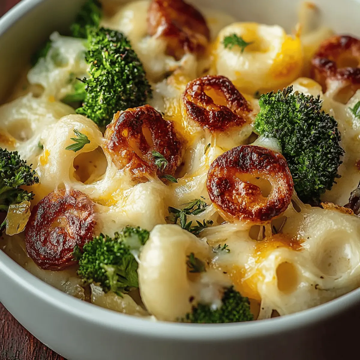 Cheesy Broccoli, Sausage and Cauliflower Casserole