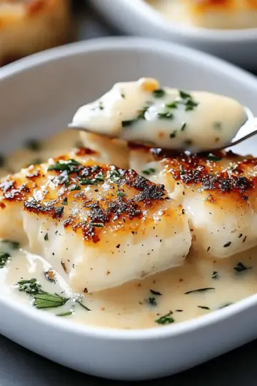Baked Cod in Coconut Lemon Cream Sauce