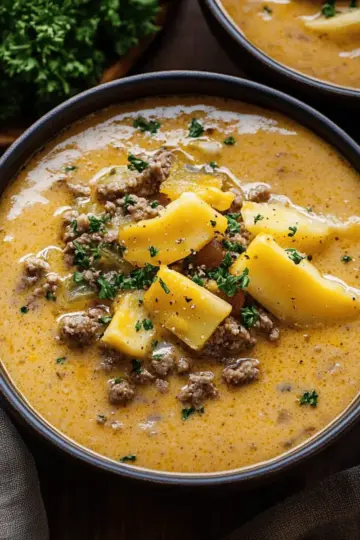 Cheesy Beef and Potato Soup