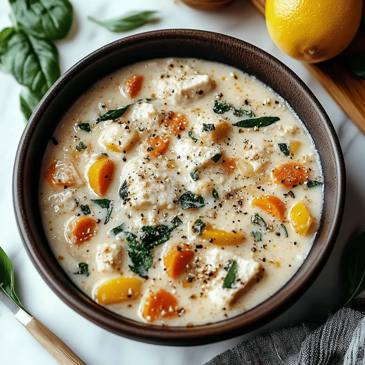 Creamy Italian Ground Chicken Soup