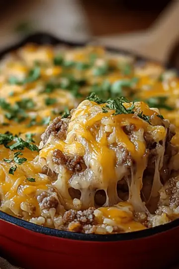 Cheesy Hamburger Rice Casserole