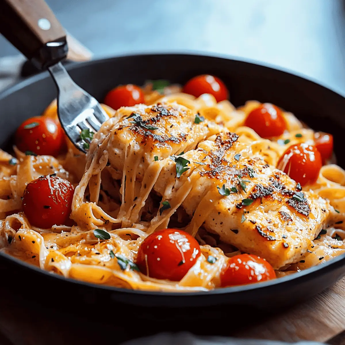 Fettuccine Salmon with Cherry Tomatoes
