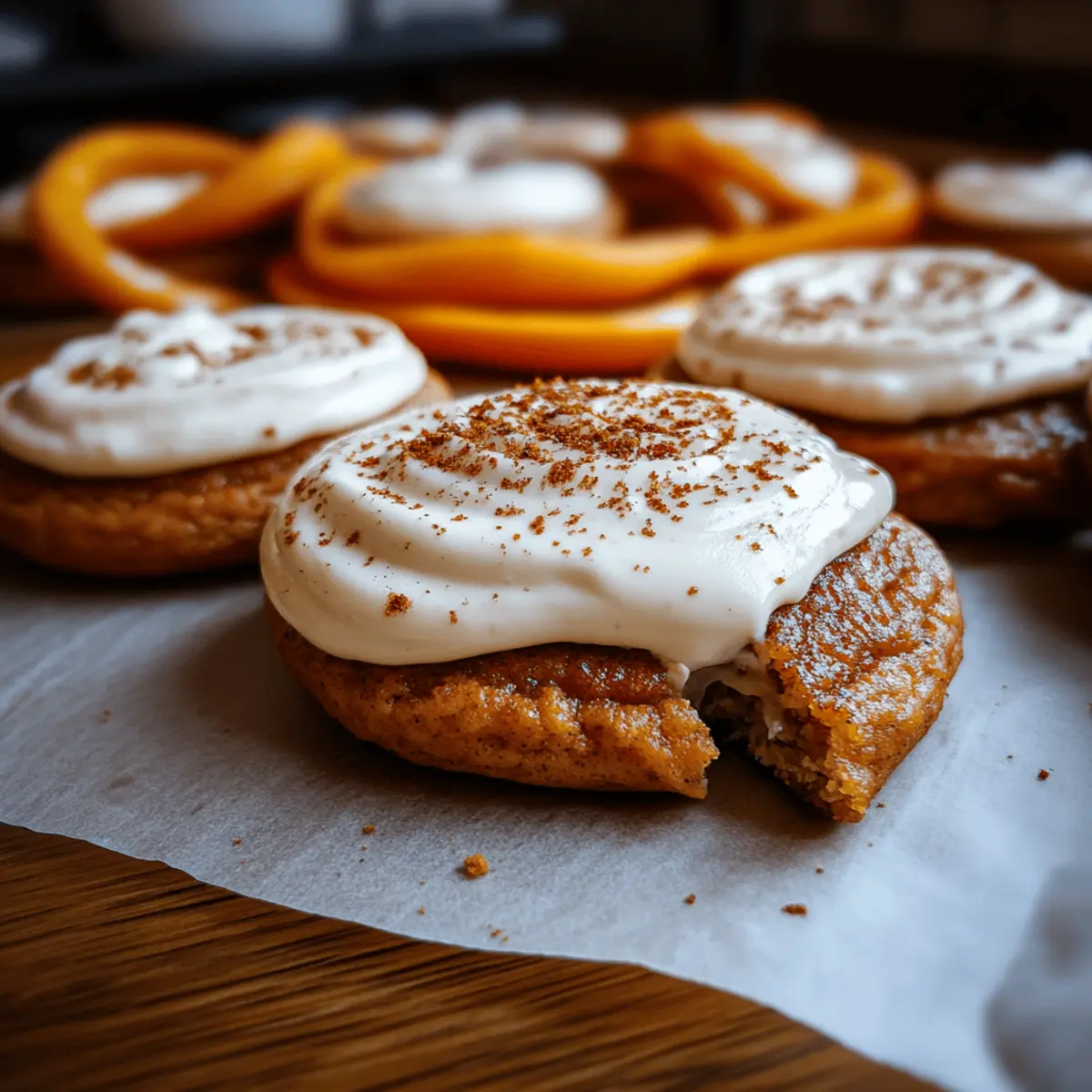 Pumpkin Sugar Cookies with Cream Cheese Frosting