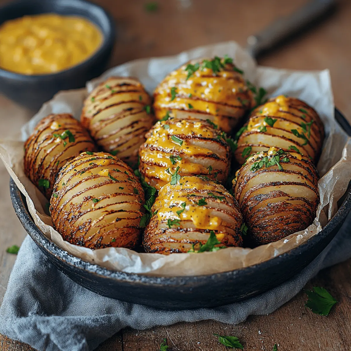 Oven-Baked Mini Hasselback Potatoes with Vegan Cajun Mayo