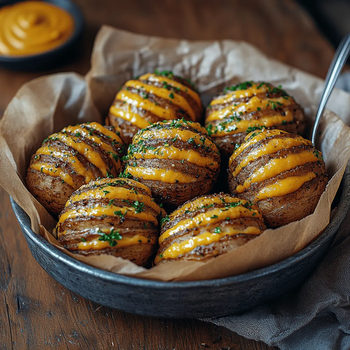 Oven-Baked Mini Hasselback Potatoes with Vegan Cajun Mayo