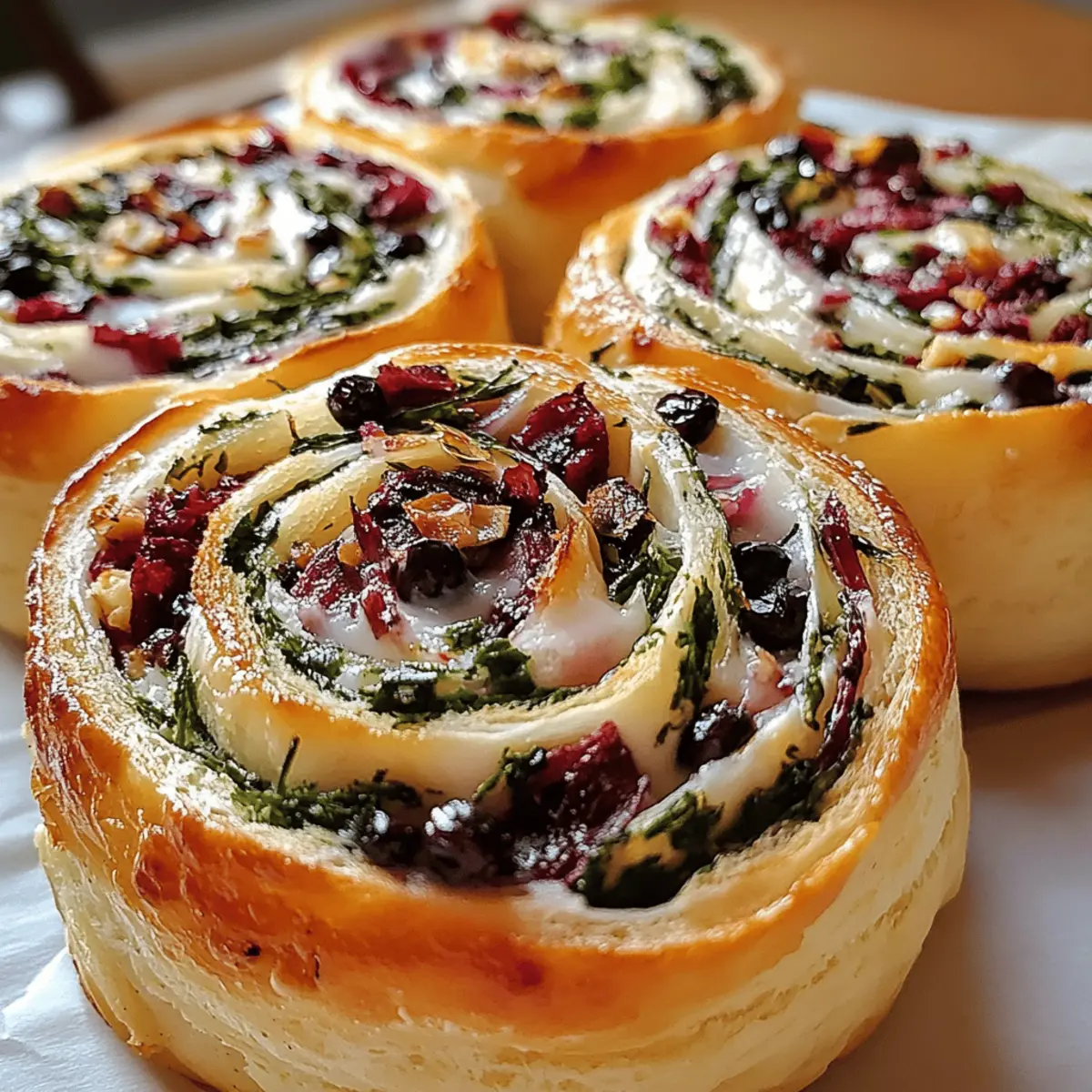 Cranberry Feta Pinwheels with Cream Cheese