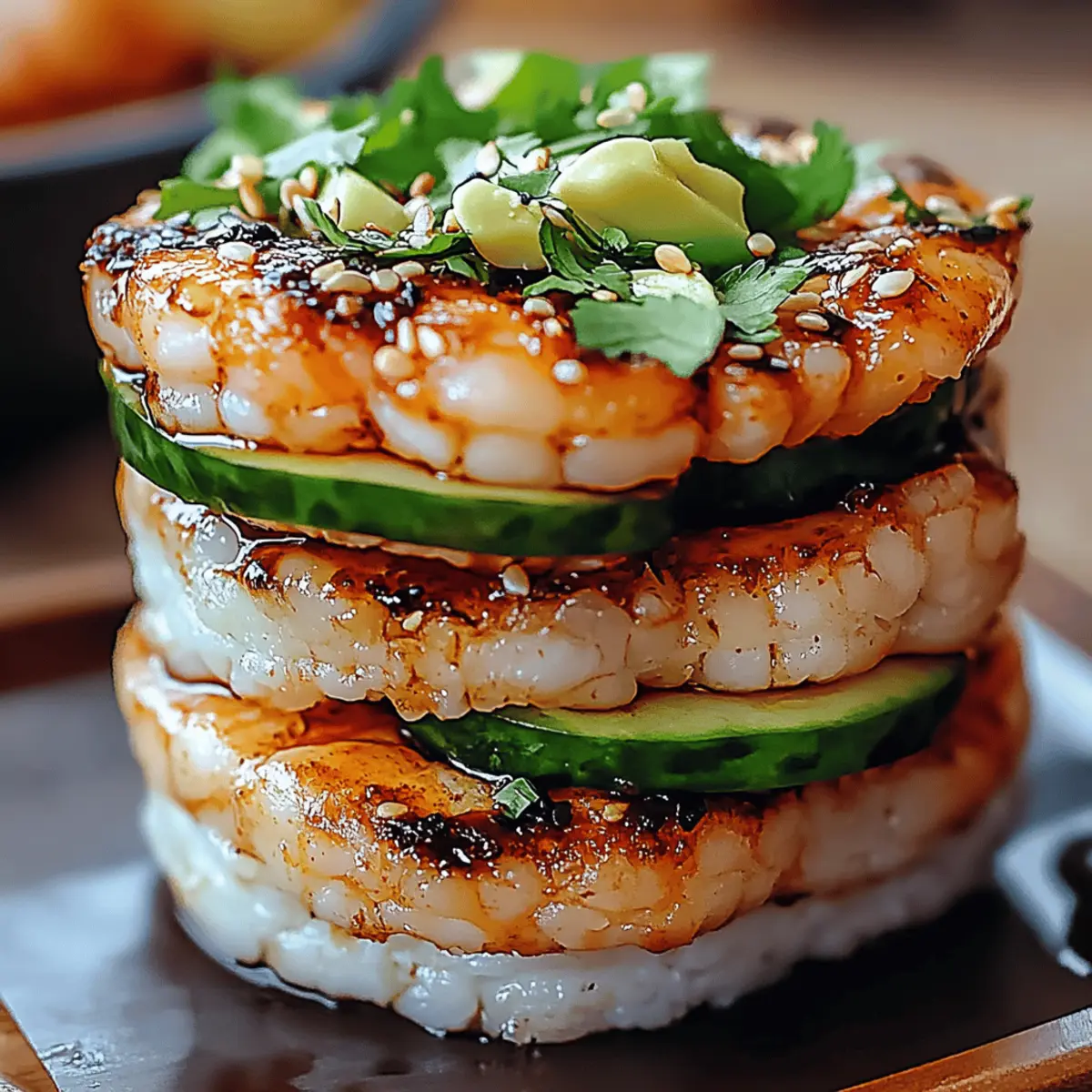 Spicy Shrimp Sushi Stacks