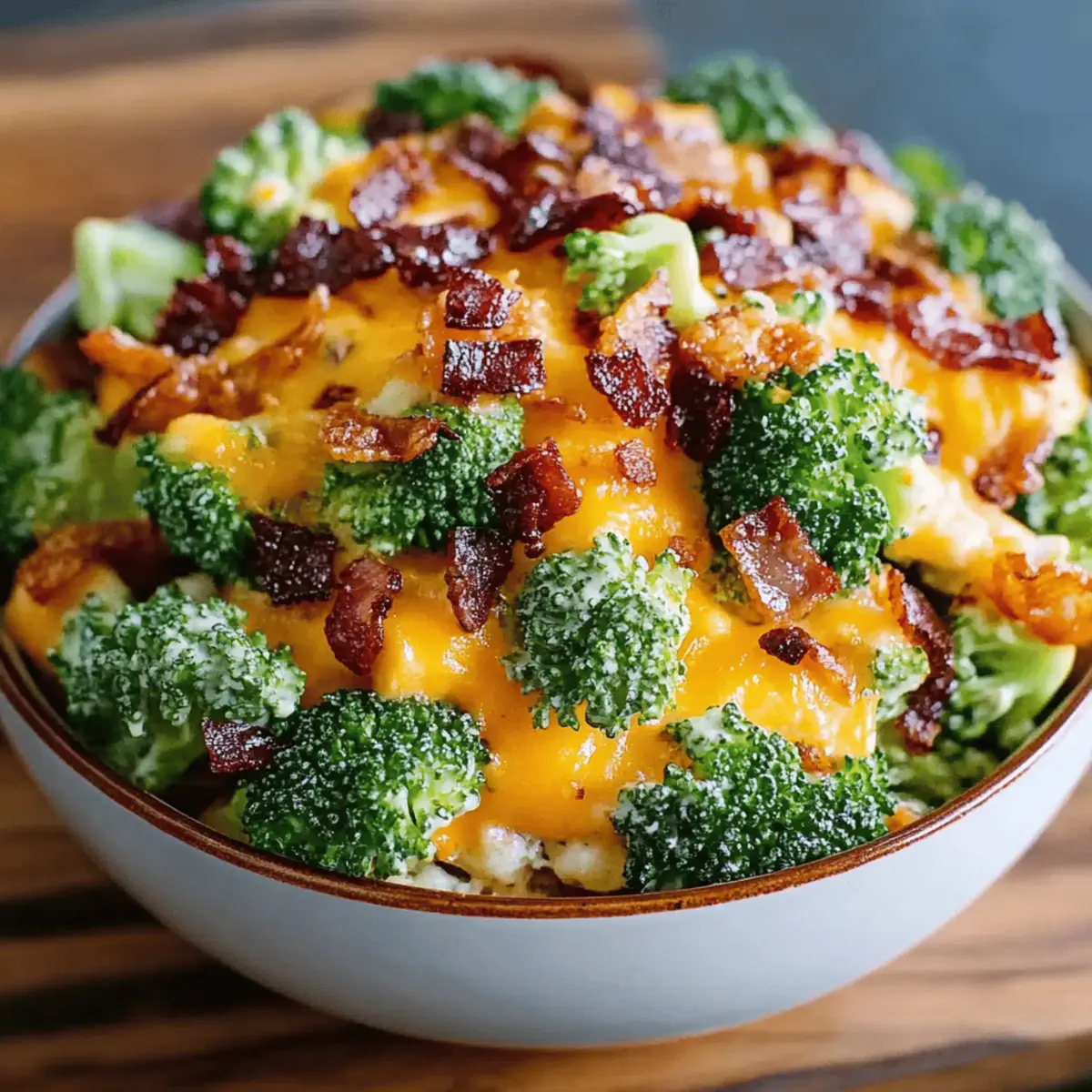Broccoli Bacon Salad with Raisins and Cheddar Cheese