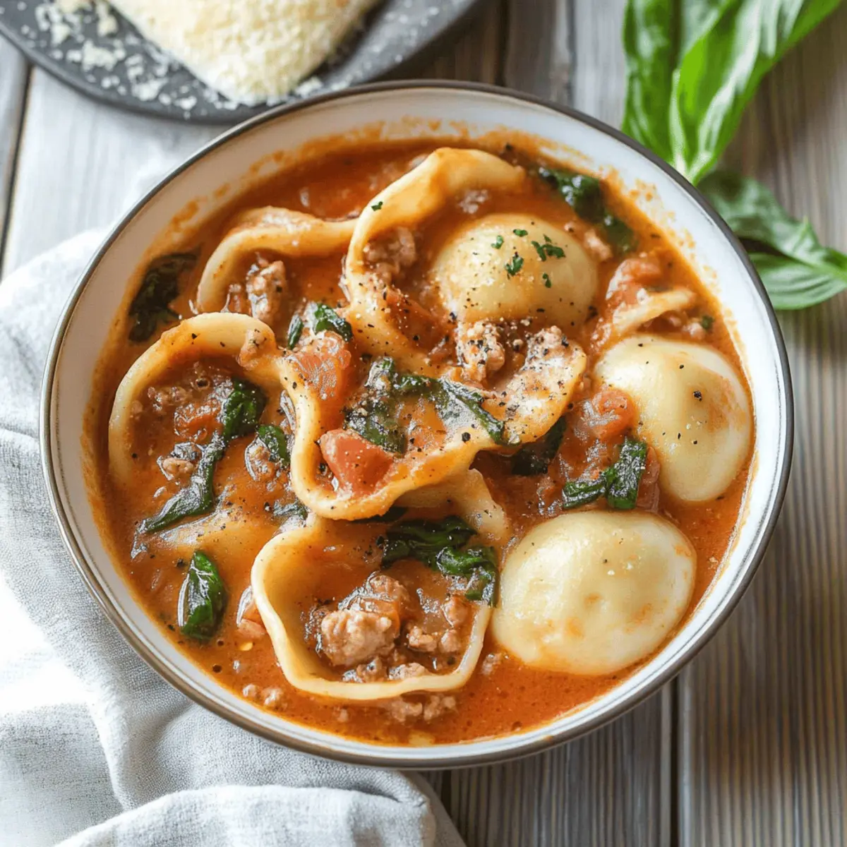 Creamy Tortellini Soup with Sausage
