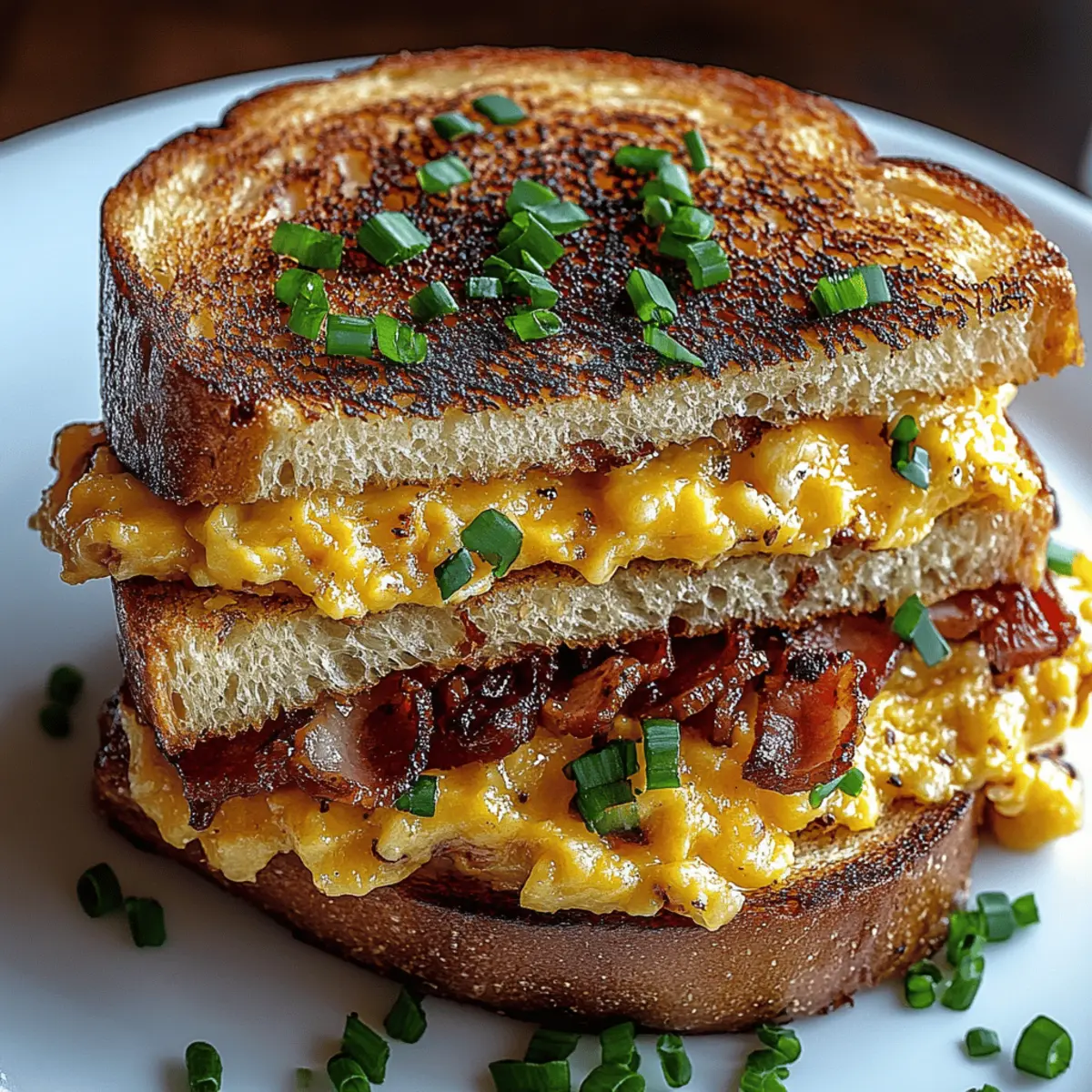 Grilled Cheese with Scrambled Eggs and Bacon
