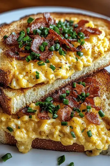 Grilled Cheese with Scrambled Eggs and Bacon