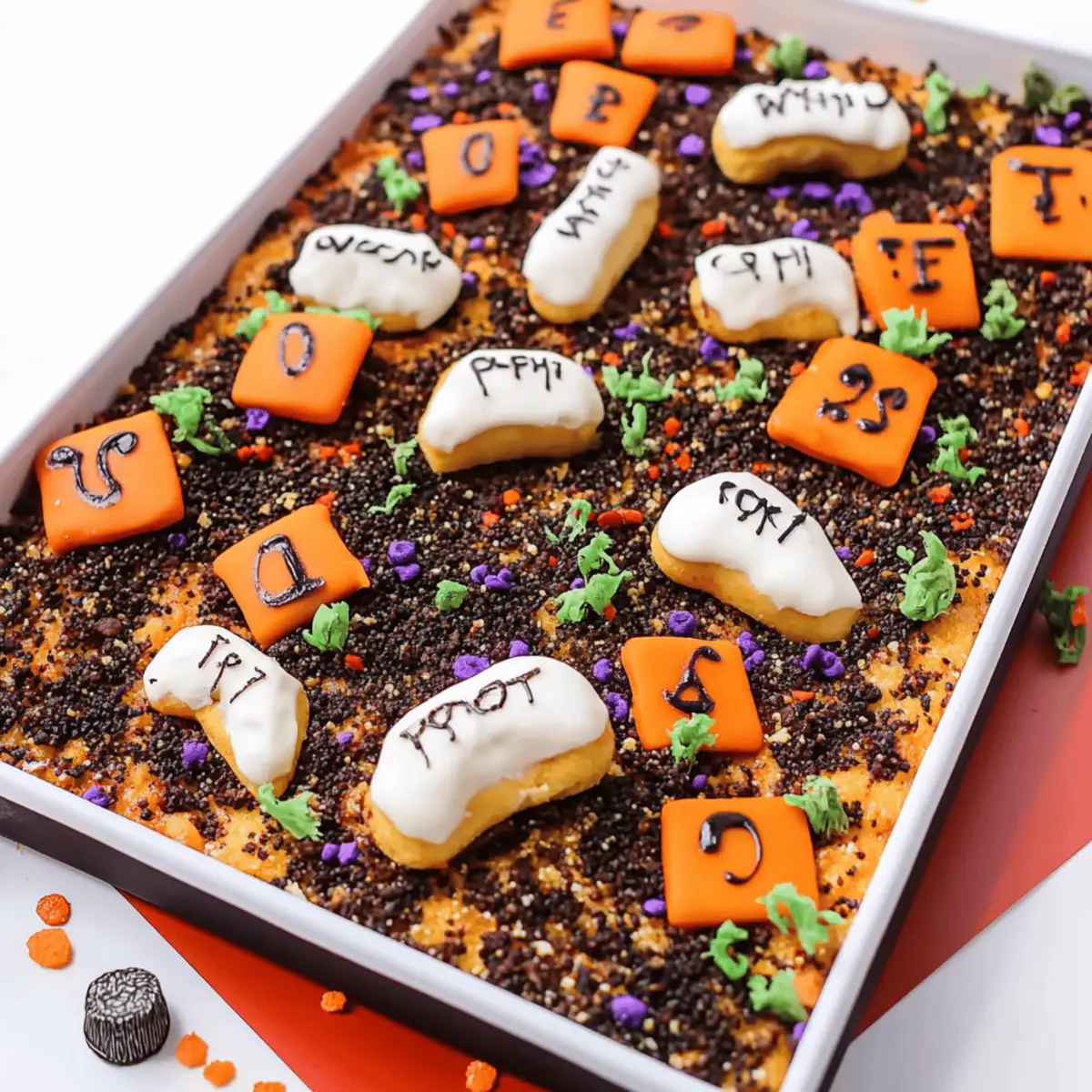 Halloween Graveyard Chocolate Poke Cake