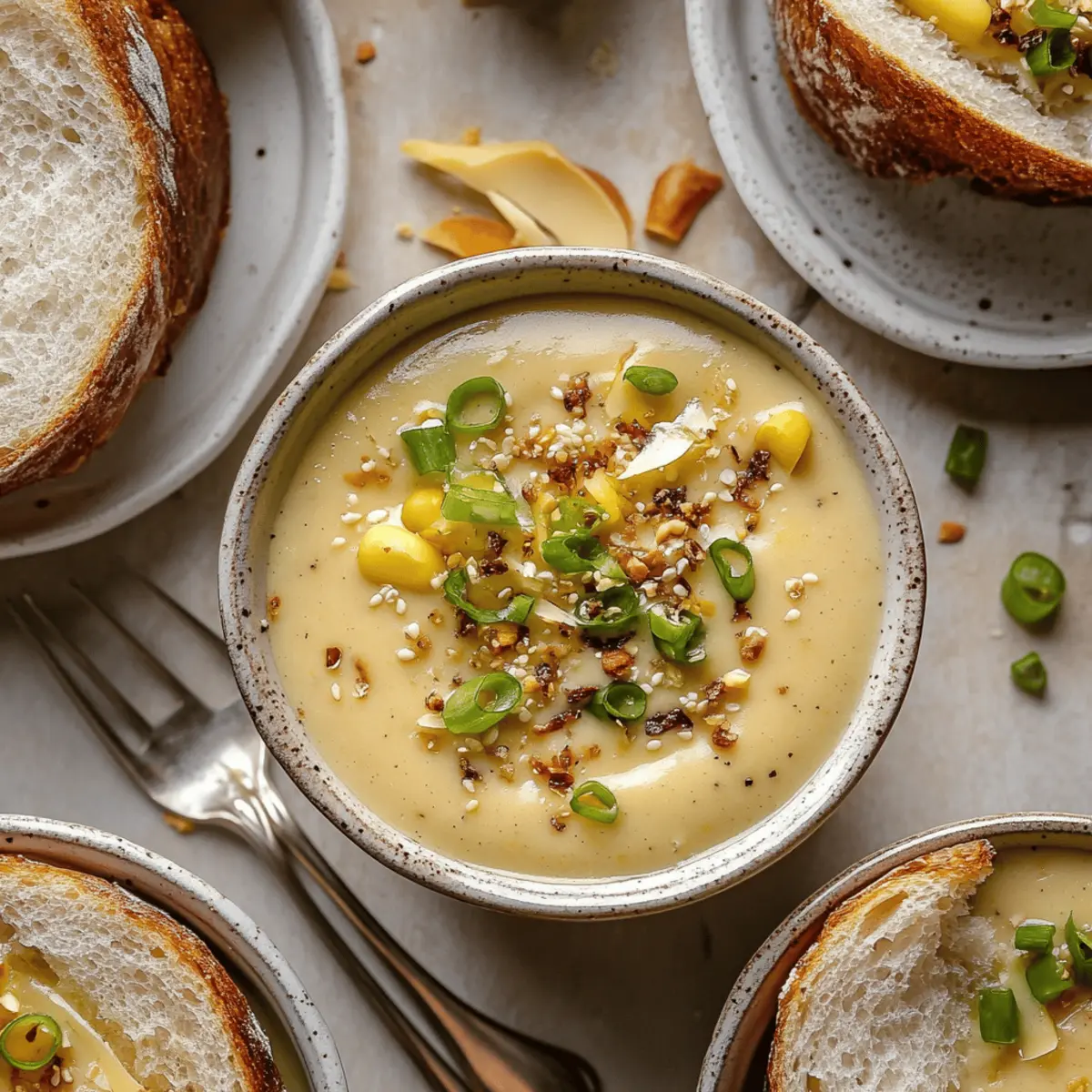 Roasted Garlic Cheddar Cauliflower Soup