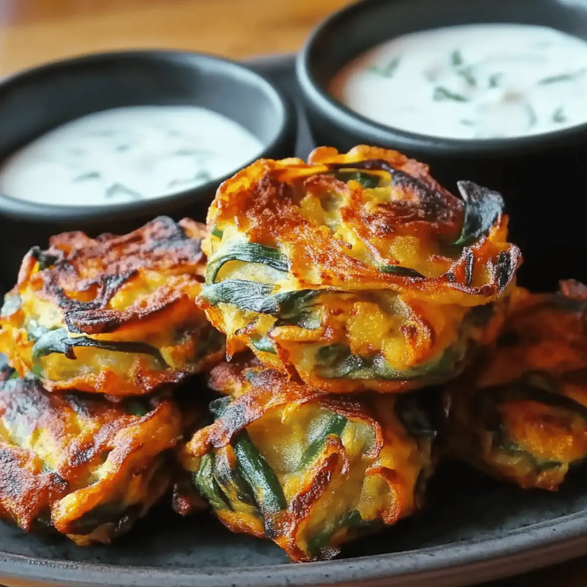 Onion and Spinach Pakoras with Mint Raita