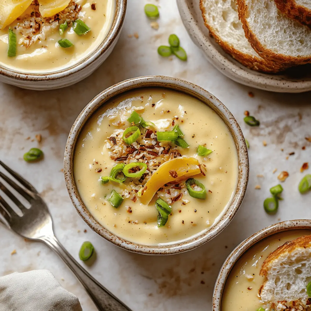 Roasted Garlic Cheddar Cauliflower Soup