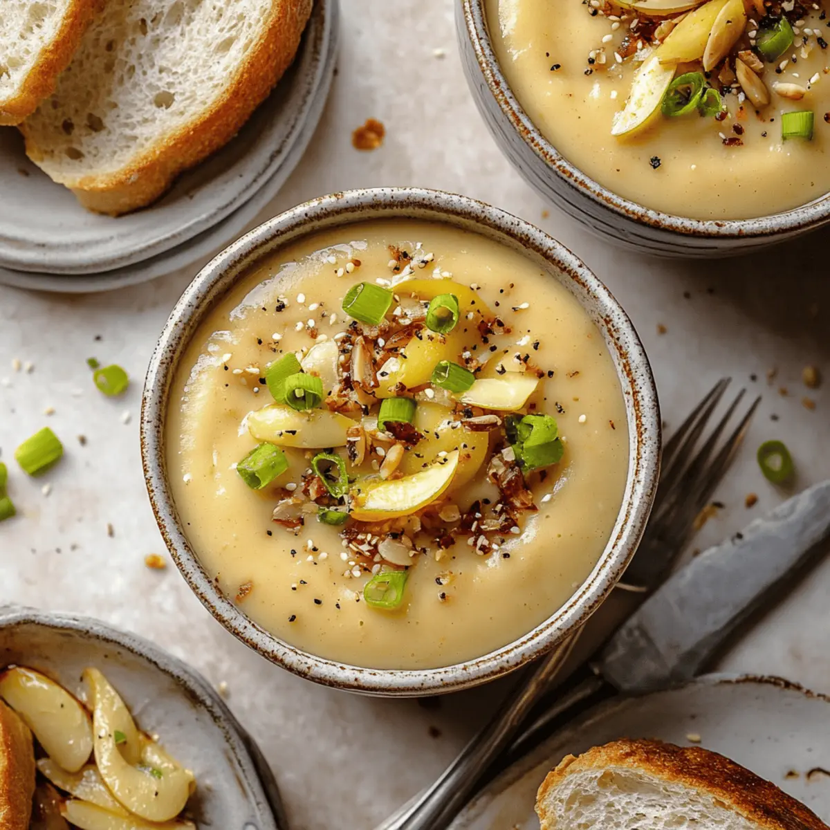 Roasted Garlic Cheddar Cauliflower Soup