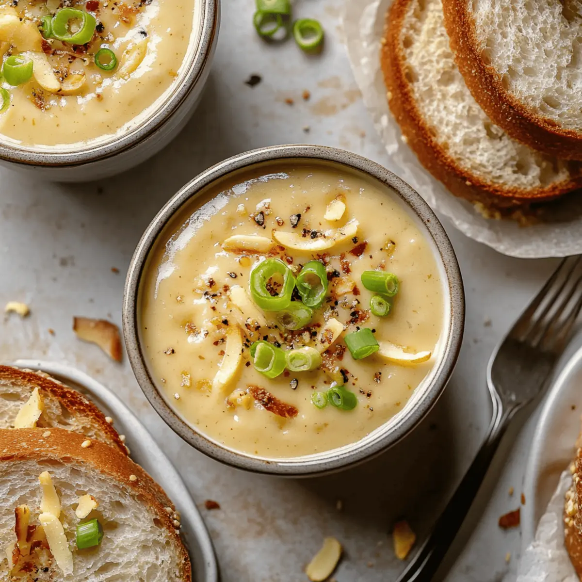 Roasted Garlic Cheddar Cauliflower Soup