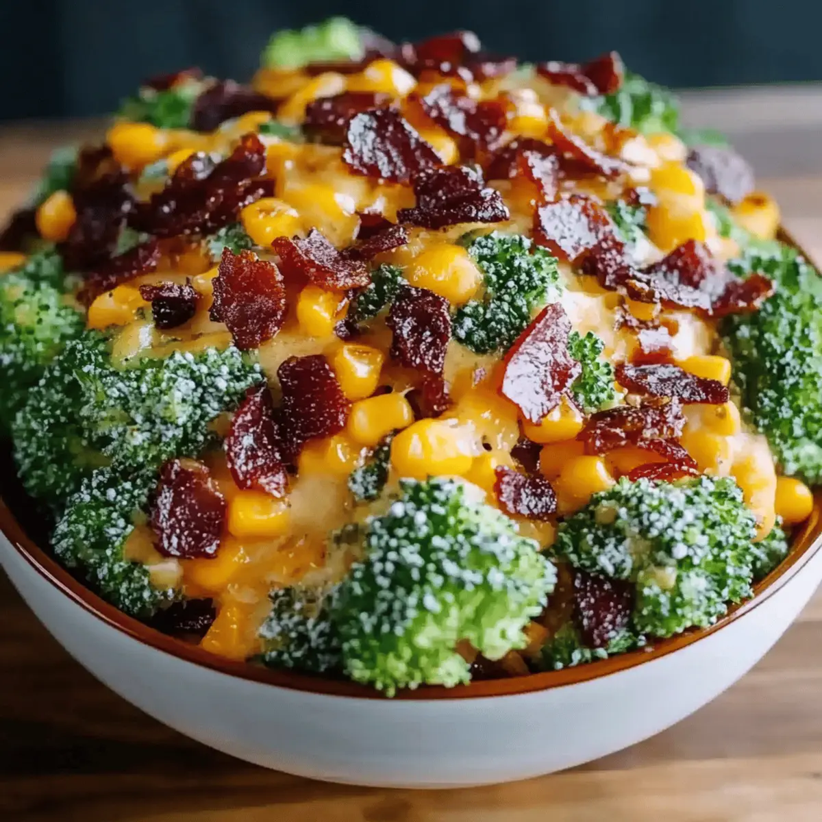 Broccoli Bacon Salad with Raisins and Cheddar Cheese