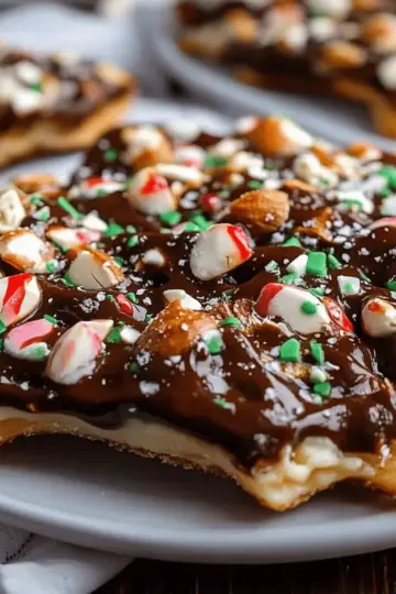 Peppermint Dark Chocolate Pretzel Bark