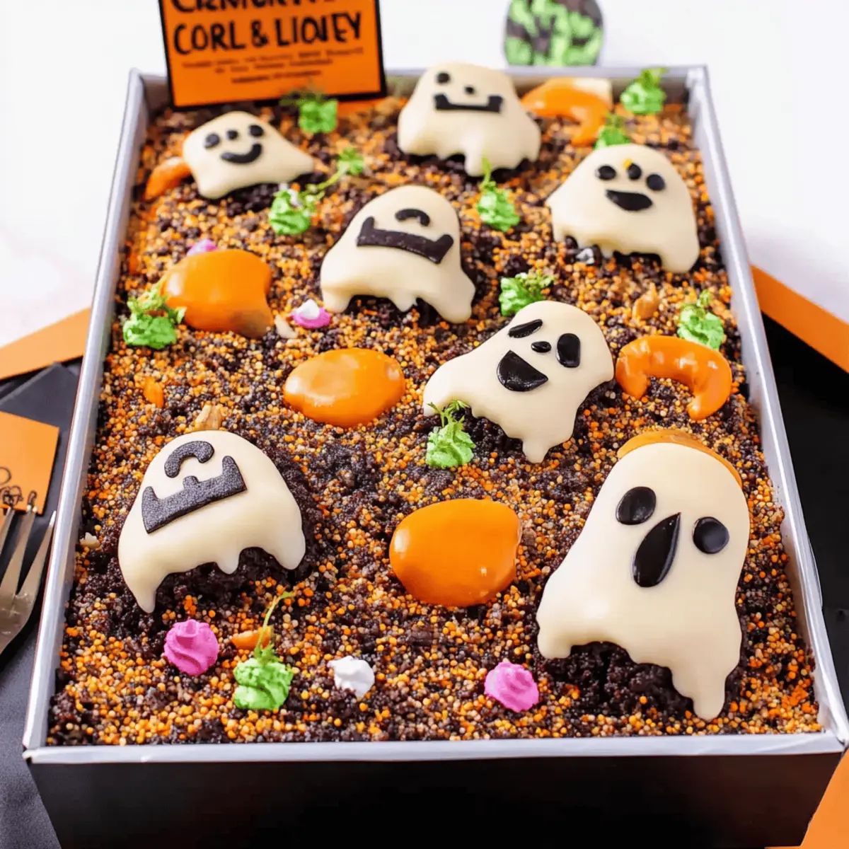 Halloween Graveyard Chocolate Poke Cake