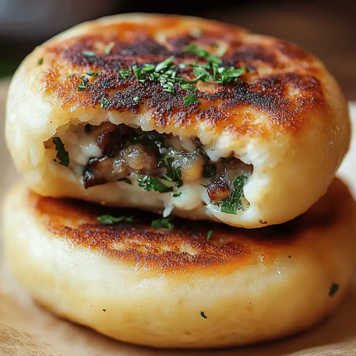 Mushroom Stuffed Potato Cakes