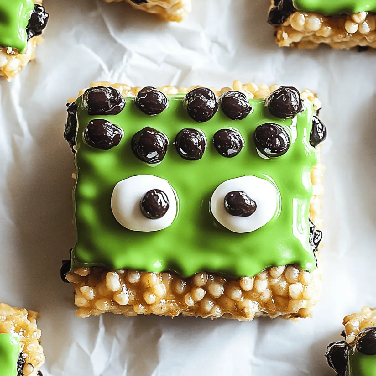 Frankenstein Rice Krispie Bars