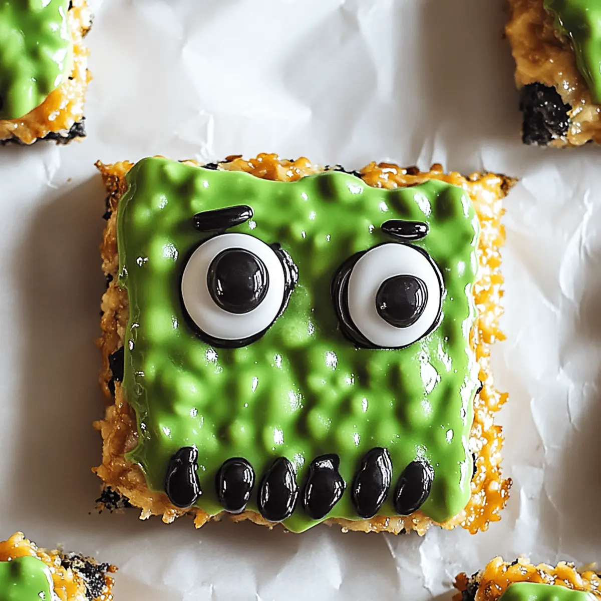 Frankenstein Rice Krispie Bars