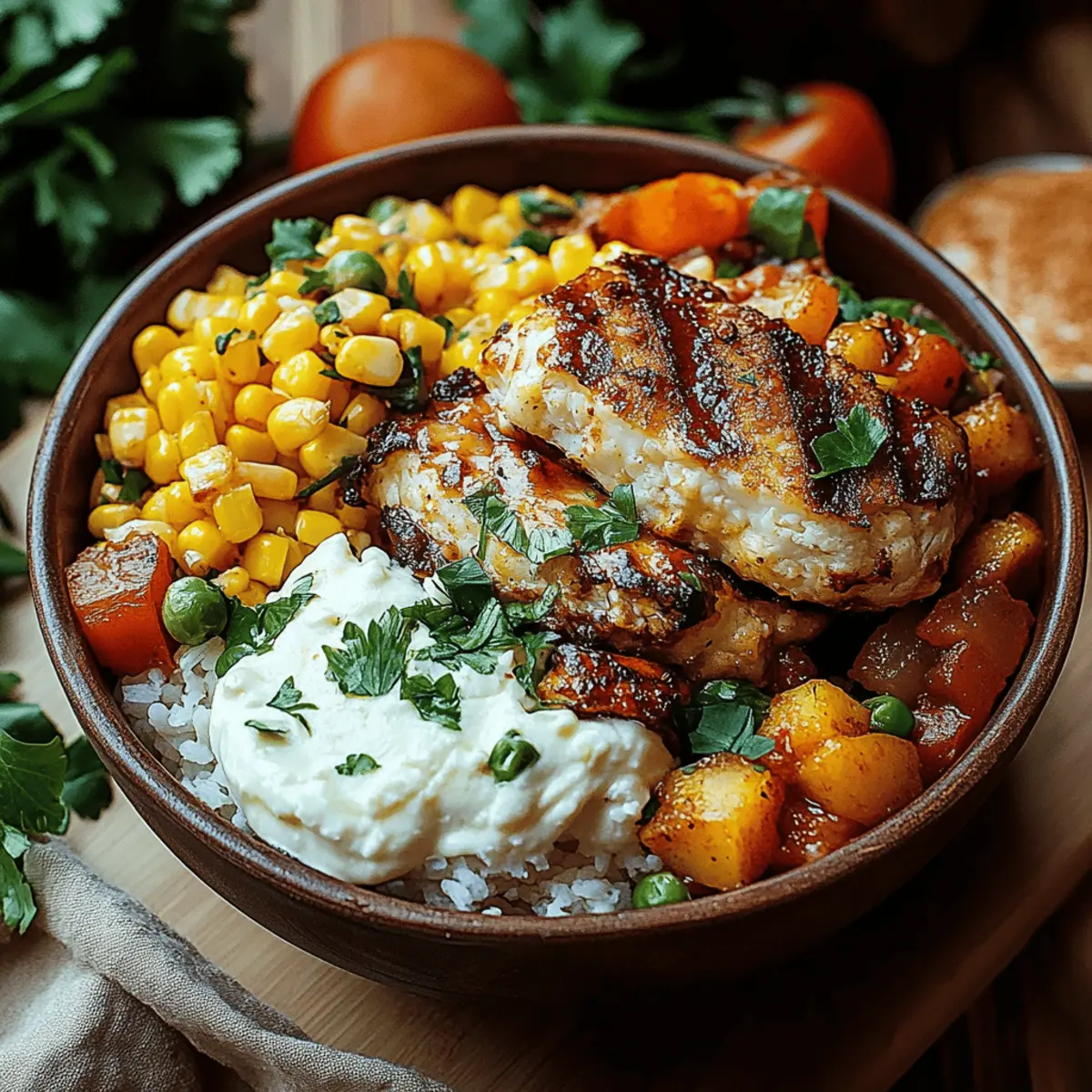 Street Corn Chicken Rice Bowl