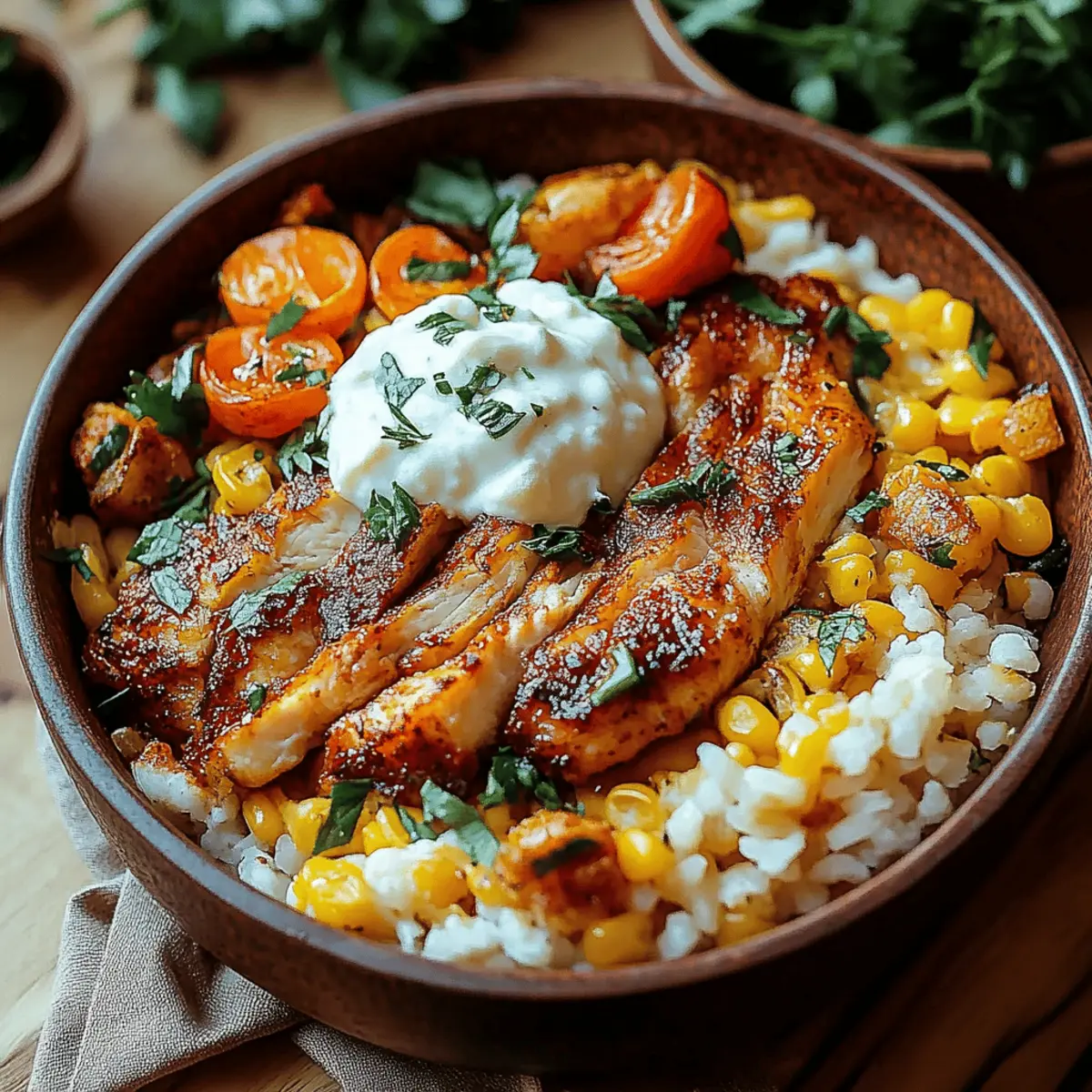 Street Corn Chicken Rice Bowl