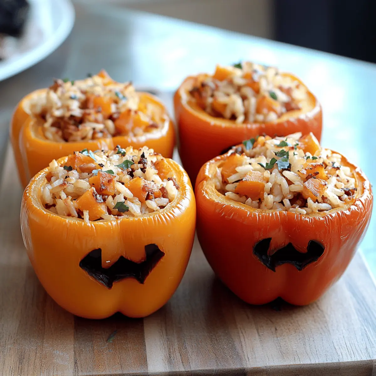 Shredded Chicken and Rice Stuffed Peppers