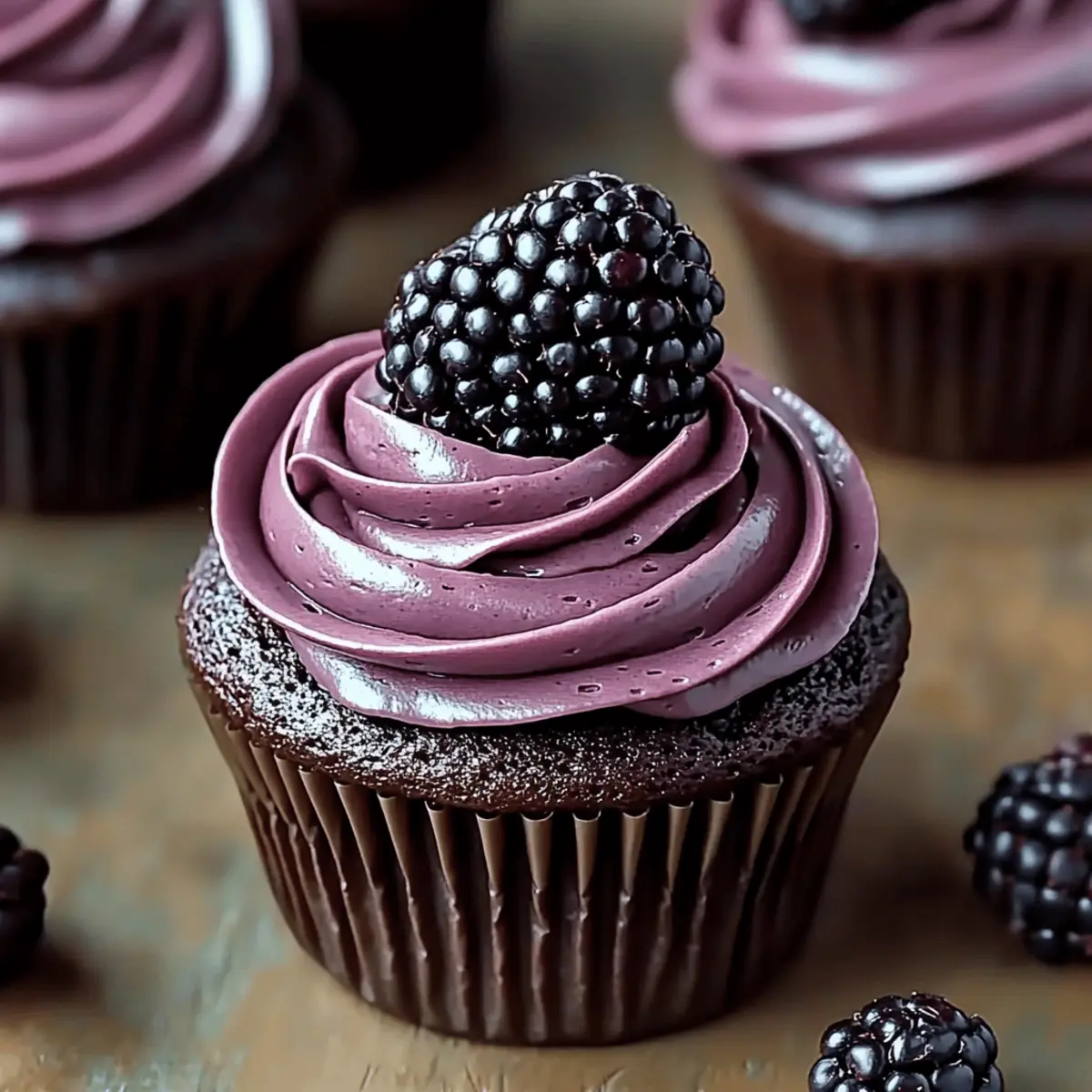 Dark Chocolate Blackberry Cupcakes