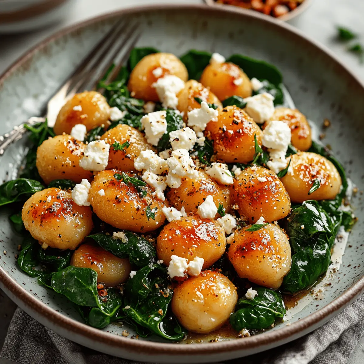 Crispy Gnocchi With Spinach And Feta