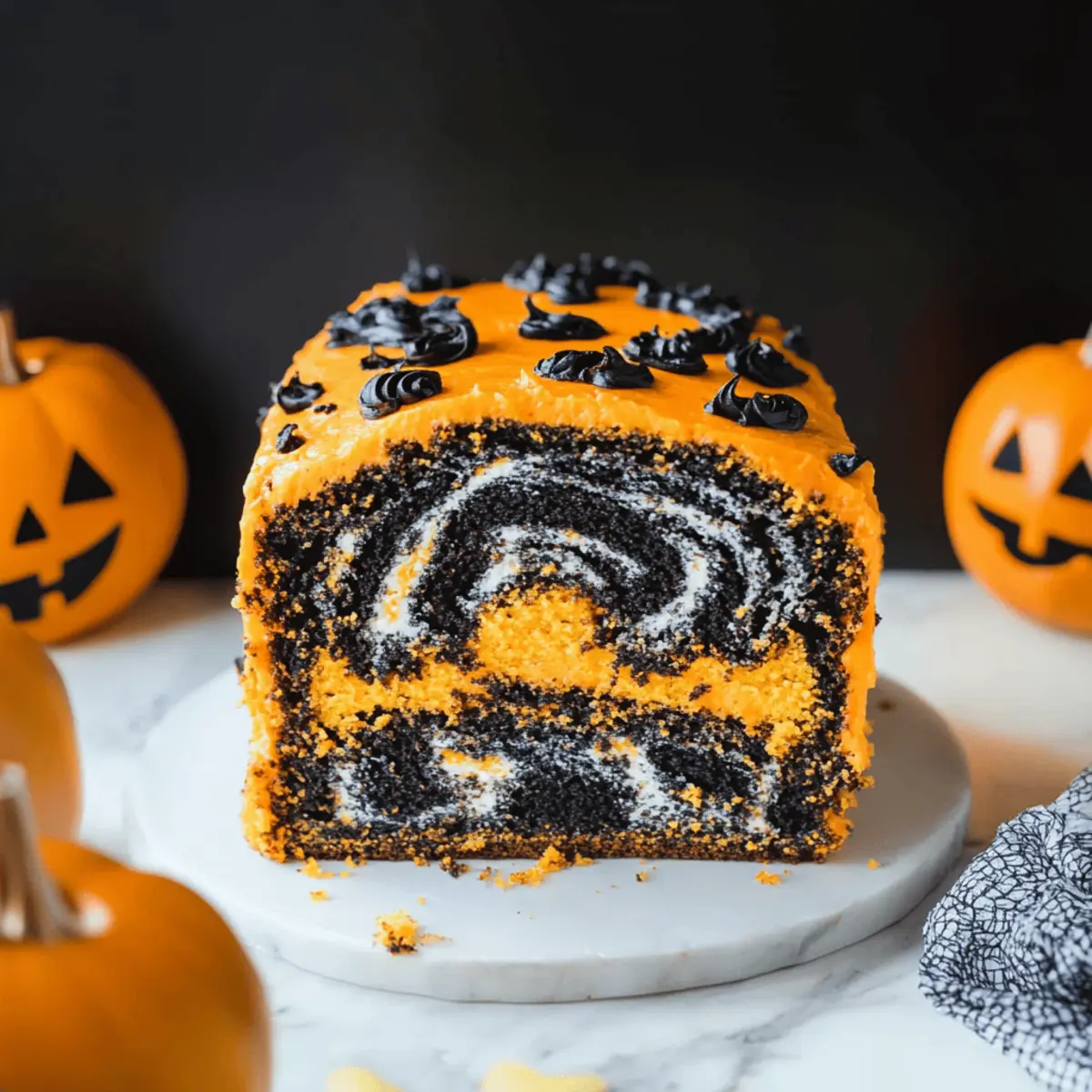 Orange and Black Halloween Marble Cake