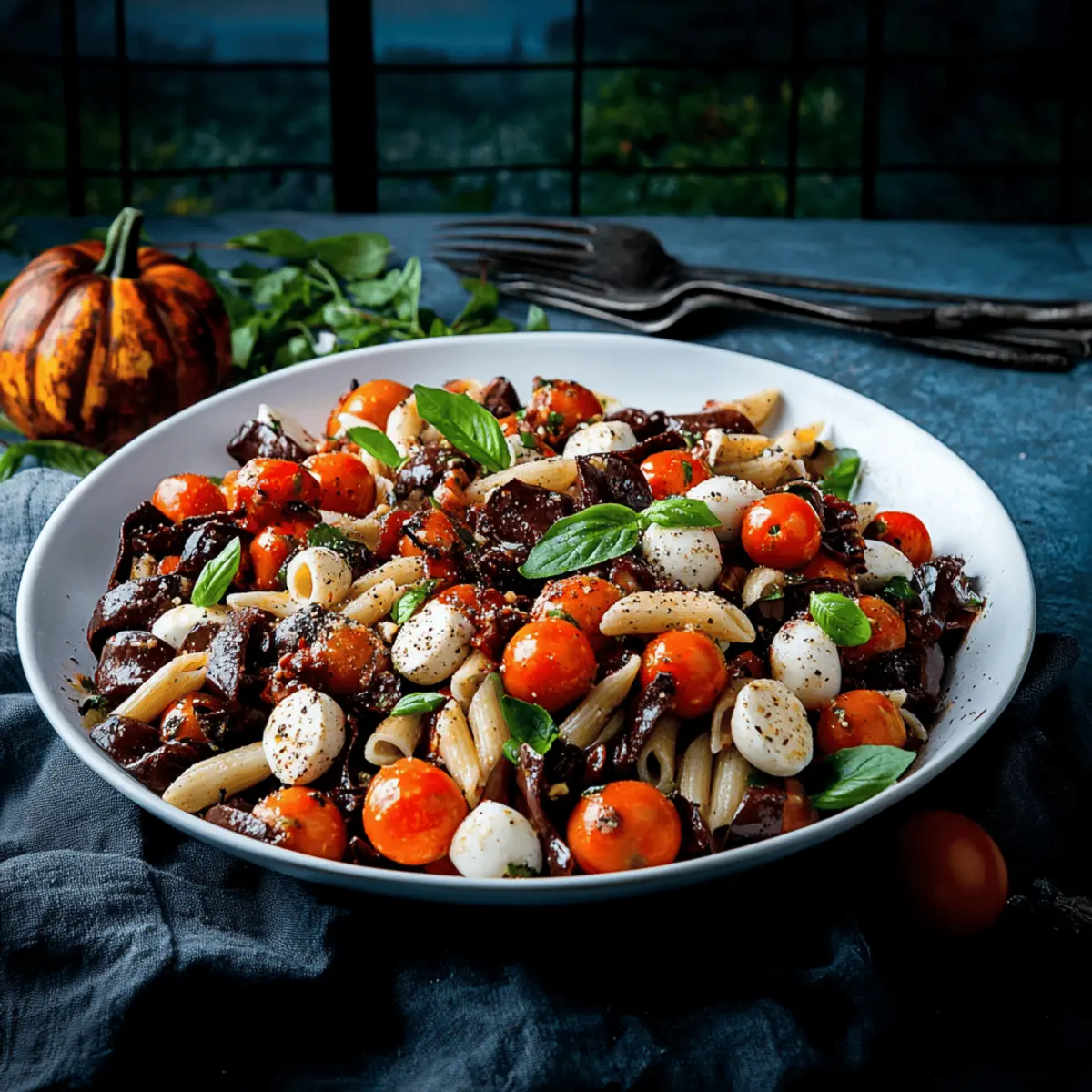 Halloween Caprese Pasta Salad