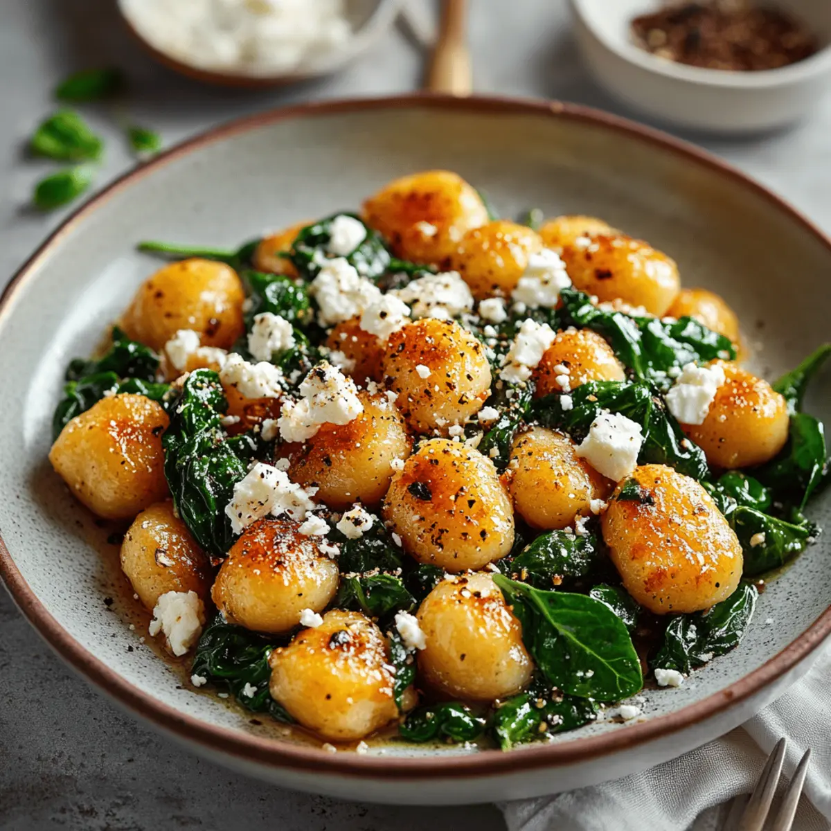 Crispy Gnocchi With Spinach And Feta