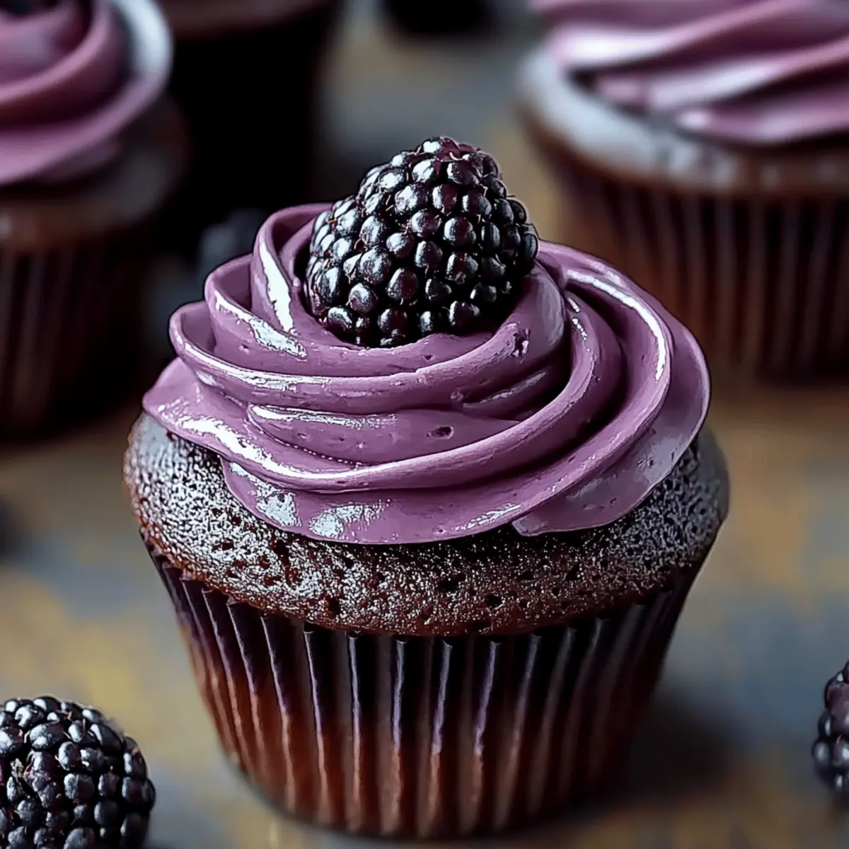 Dark Chocolate Blackberry Cupcakes