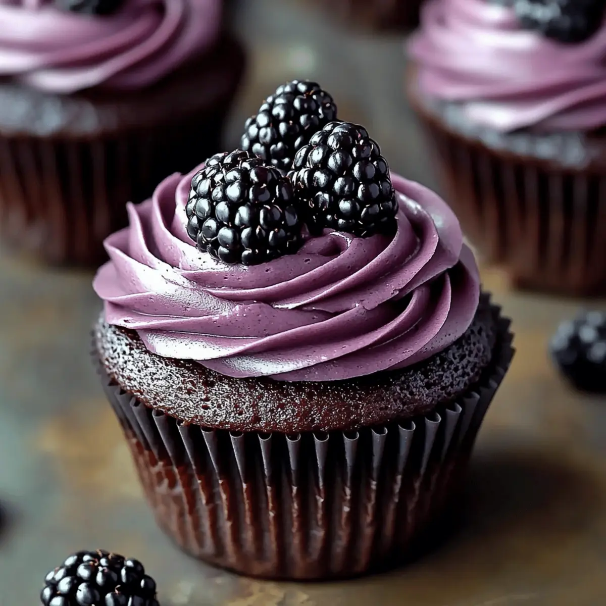 Dark Chocolate Blackberry Cupcakes
