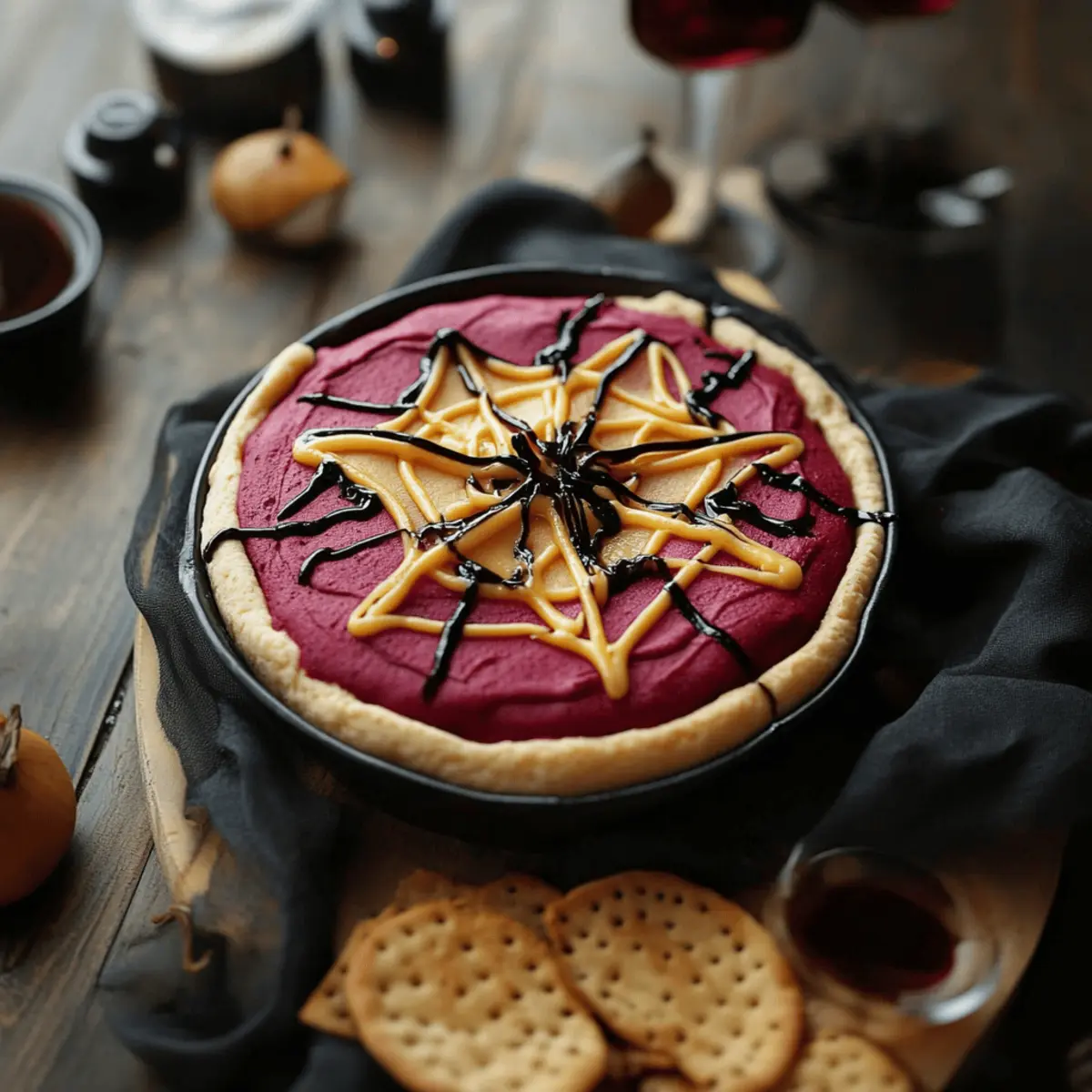 Bloody Beet Hummus with Cheese Web