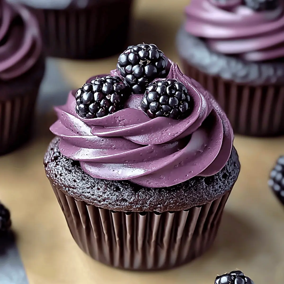 Dark Chocolate Blackberry Cupcakes