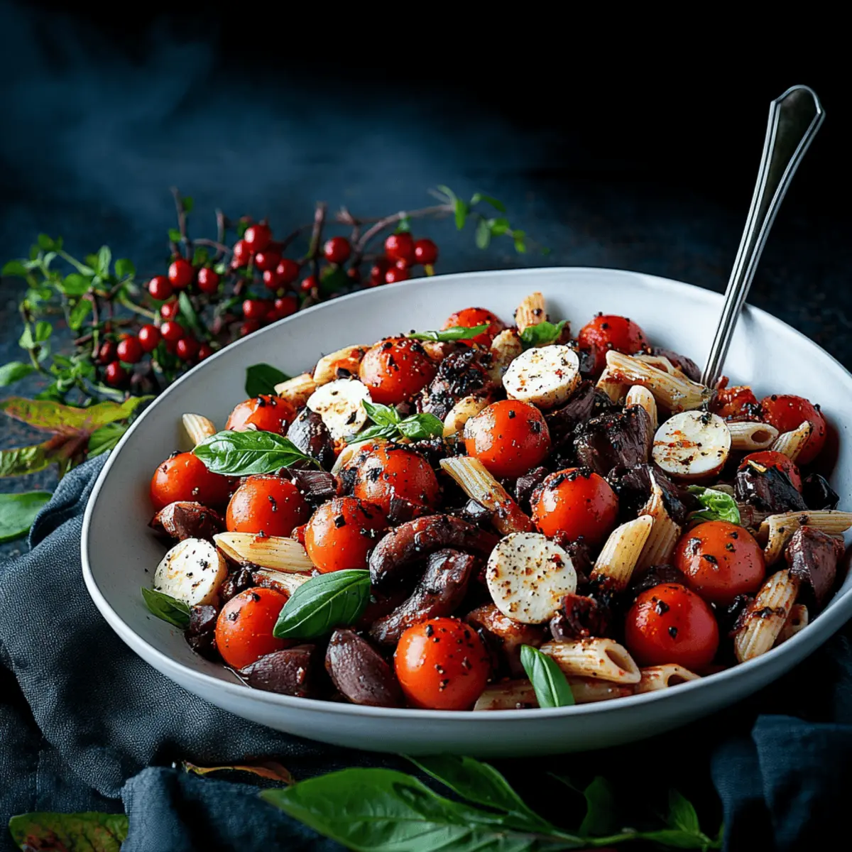 Halloween Caprese Pasta Salad